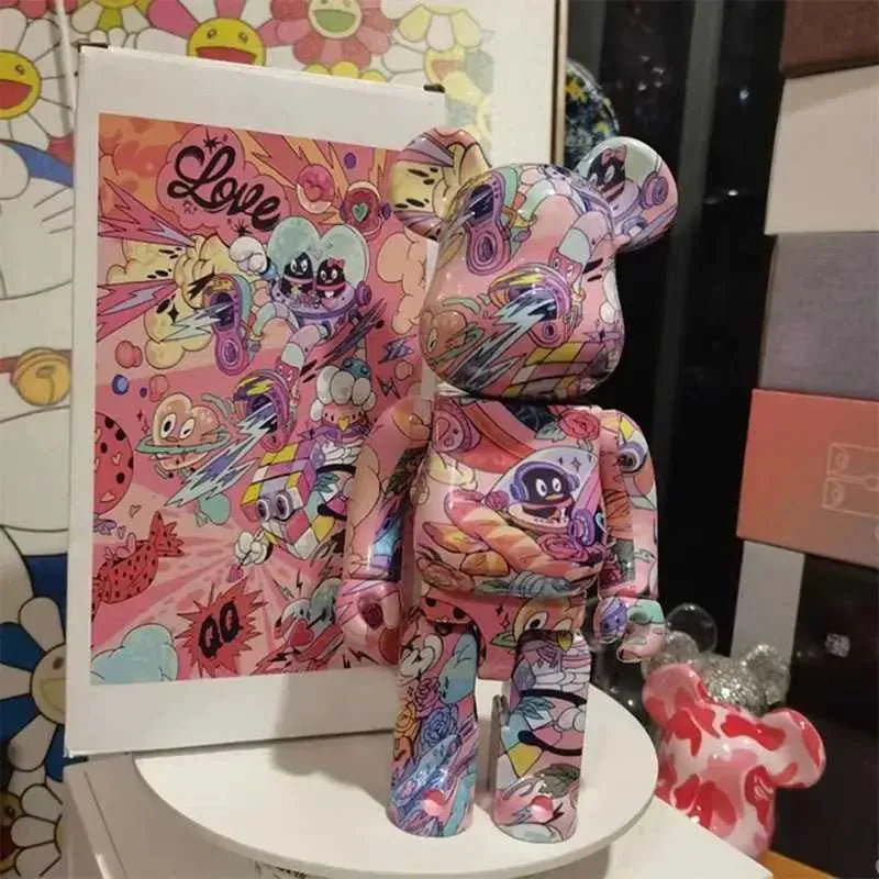 Novelty Items Bearbricks 400% 1000 Cyberpunk Daft Punk Joint Bright Face Violation Bear Collection Decorated Grizzly Bear Statue Model3 X2501091