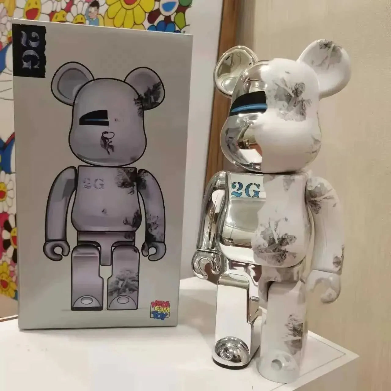 Novelty Items Bearbricks 400% 1000 Cyberpunk Daft Punk Joint Bright Face Violation Bear Collection Decorated Grizzly Bear Statue Model3 X2501091